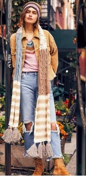 Free People Nova Scarf Chunky Oversized Whimsical Fairy Lagenlook Texture NWT thumbnail 1