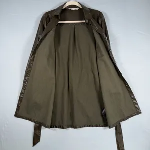 Zara Size-M Womens Mini Dress Green Faux Leather‎ Long Sleeve Belted thumbnail 8