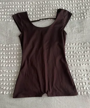 Cap Sleeve Workout Onesie Dark Brown thumbnail 1