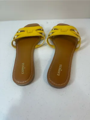 Express Yellow Double-Strap Slide Sandals thumbnail 4