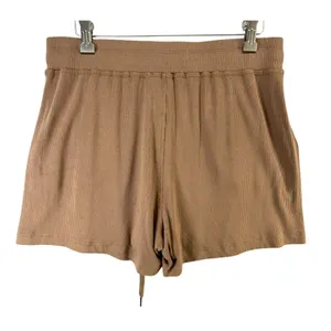 Filoro Ribbed Knit Lounge Set Women L Brown 2 Pc Top Shorts Cozycore Casual Chic thumbnail 5