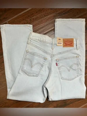 Levi’s Ribcage Straight Ankle High Rise Light Wash Distressed Jeans Womens 26 thumbnail 5