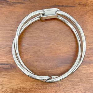 Michael Kors Silver Tone Knot Bracelet Hinged Bangle Signed Minimalist Statement thumbnail 5