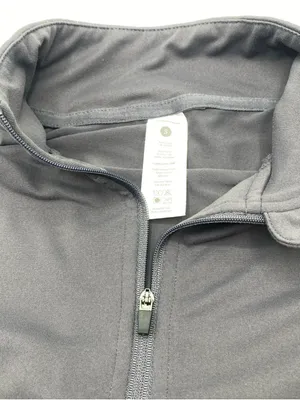 Paragon Fitwear 1/4 Zip Pullover Jacket Womens Gym Stretch Crop Long Sleeve Gray Small thumbnail 2