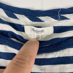 Madewell Shirt Womens XS Navy Blue White Striped Long Sleeve‎ Cotton Casual Top thumbnail 3