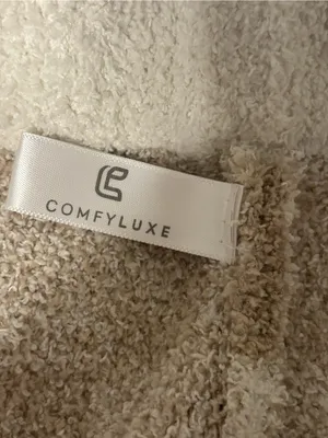ComfyLuxe Plush Checkerboard Lounge Pants Soft Cozy M/L Beige Cream thumbnail 2