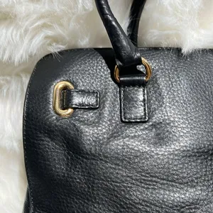 MICHAEL KORS Tumbled Black Leather Crossbody‎ Satchel Gold Hardware A27 thumbnail 7