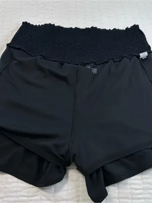 Offline By Aerie Black Smocked Waistband Running Athletic High Waist Shorts thumbnail 8