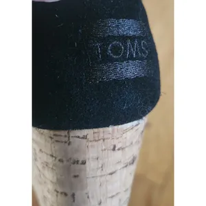 TOMS Womens Black Suede Woven Peep Toe Cork Wedge Ankle Strap Sandals‎ thumbnail 4