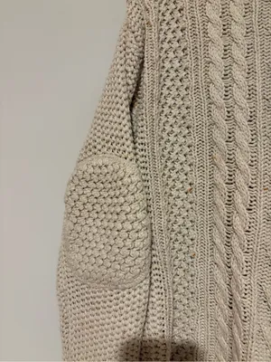 BDG‎ Urban outfitters Cable Knit elbow patch Crewneck Sweater cream size medium thumbnail 6