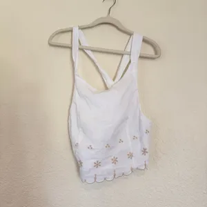 NWOT Free People Kayla Solid Embroidered Cropped Blouse Top thumbnail 2