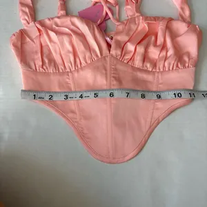 NWT Dolls kill Sugar Thrillz Peach Satin Corset Top size xxs thumbnail 11
