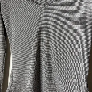 Intimately Free People Grey‎ Striped V-Neck Thermal Long Sleeve Top OB1836479 M thumbnail 2