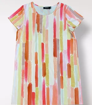 Minkpink‎ Good Life Tee Mini Dress Womens Size M Boho Pink Yellow thumbnail 1