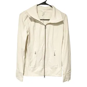 Lululemon Daily Yoga Jacket Polar Cream Collared Athletic Full Zip‎ Size 6 thumbnail 2