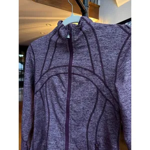 lululemon Define Jacket in a heathered maroon color features a full front 6 thumbnail 2