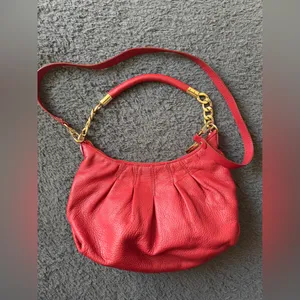 Michael Kors Red Leather Mini Hobo Style Shoulder Bag thumbnail 12