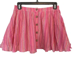 Urban Outfitters Kimchi Blue Bonnie Button Front‎ Mini Skirt Size S Pink Cotton thumbnail 1