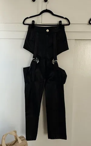 Nasty Gal Faux Leather High-Waist Suspenders thumbnail 3