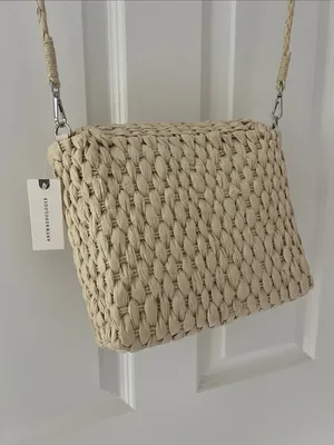 Anthropologie Beaded Woven Crossbody Bag in Natural Beige thumbnail 7