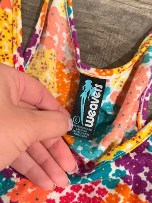 Weavers Floral Scoop Tank in Cream with Multicolor Print thumbnail 2