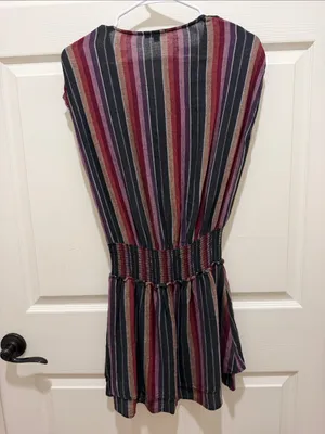 Rails Lucca Linen Blend Smocked Mini Dress Brava Multi-Color Stripe Size XS thumbnail 9