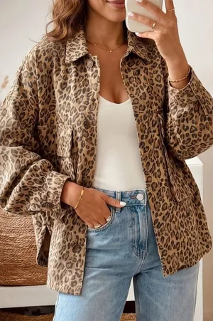 Leopard Print Denim Jacket thumbnail 1