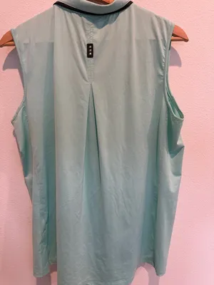 jamie sadock Mint and White Sleeveless Golf Polo with Zip thumbnail 4