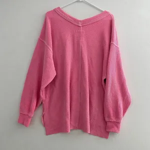 Aerie Pink Waffle Knit Oversized Tunic Top Size M Cozy Lounge Casual thumbnail 3