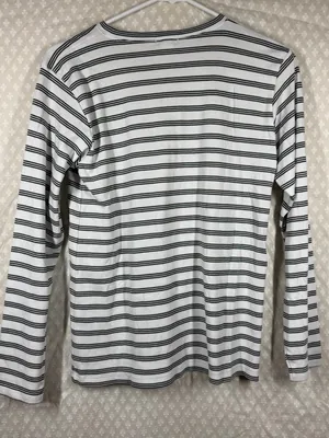 Lake White‎ Black Striped Pima Cotton Long Sleeve Top thumbnail 3
