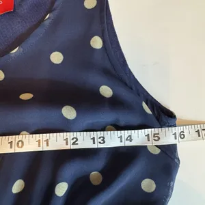 Akira Chicago Polka Dot Chiffon Hi-Lo Dress S Navy Sleeveless Nautical Old Money thumbnail 9