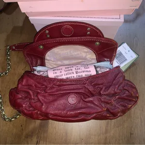 Retro Juicy Couture Dark Red Patent Leather Juicy Couture Long Chain Purse NWT thumbnail 3