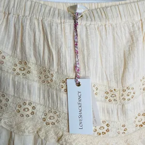 LoveShackFancy Ivory Eyelet Lace Ruffle Mini Skirt XL Cottagecore thumbnail 4