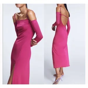 NWT.‎ ZARA PINK FLOWY OPEN SHOULDER DRESS SIZE large thumbnail 2