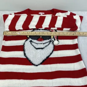 BONGO Vintage Santa ´s womens striped red-white Holiday Ugly Christmas sweater L thumbnail 7