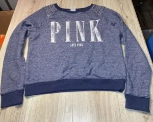 Victoria’s Secret pink blue crewneck sweatshirt crew sweater thumbnail 1