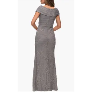 La Femme‎ 27982 Platinum Lace Off Shoulder Gown Size 16 NWOT thumbnail 3