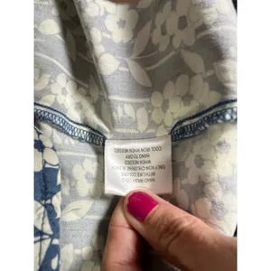 ModCloth Blue White Floral Maxi Dress Empire Waist Cottagecore Prairie‎ Large thumbnail 6