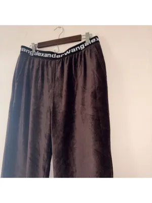 Alexander Wang Velour Logo Waistband Joggers - Brown - Size Large - NWT thumbnail 3