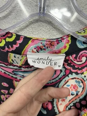 Emily Wonder Women's Blouse Size Medium Paisley Floral Embroidered Peasant Boho thumbnail 4