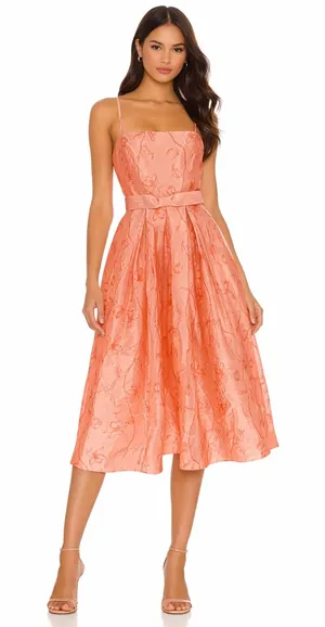 New! Hutch Floral Satin Midi Dress Fit‎ & Flare Size Small thumbnail 1