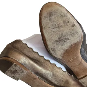 Chloe Lauren Scalloped Ballet Flats Bronze Leather Classic‎ Luxury EU 40 US 9.5 thumbnail 13