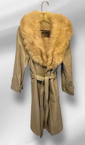 Vintage 24 K Leather By Dan‎ Di Modes Leather Coat with Real Fur Collar thumbnail 1
