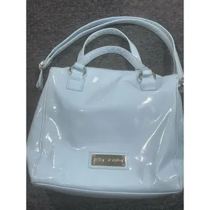 Betsey Johnson Blue Patent Satchel Handbag Bow Heart Lock Y2K Shoulder Bag thumbnail 2