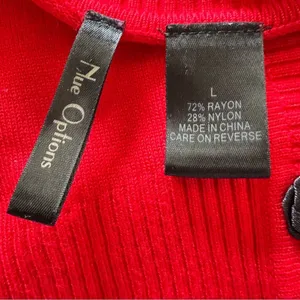 Nue Options Red Knit Cardigan Black Rose Buttons Size L thumbnail 9
