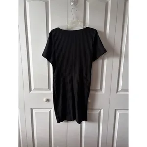 Abercrombie & Fitch Black Ribbed Scoop Neck Bodycon Button Front Dress Size XL thumbnail 3