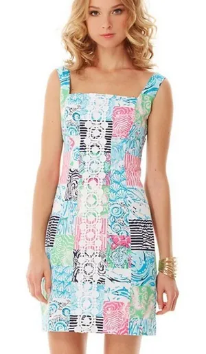 Lilly Pulitzer Idi Shift Dress Osterville Patch print‎ pink blue thumbnail 1