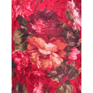 Vintage Red Floral Crinkle Maxi Dress Sleeveless Open Keyhole Back Romantic thumbnail 8