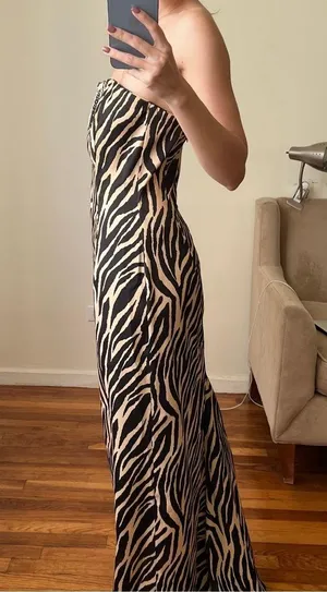 Jessica McClintock for Gunne Sax animal print maxi gown dress size S 7 CL thumbnail 4