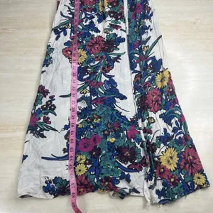 Intimately Free People Floral Butterfly Maxi Dress XS White Blue Smocked Slit thumbnail 12